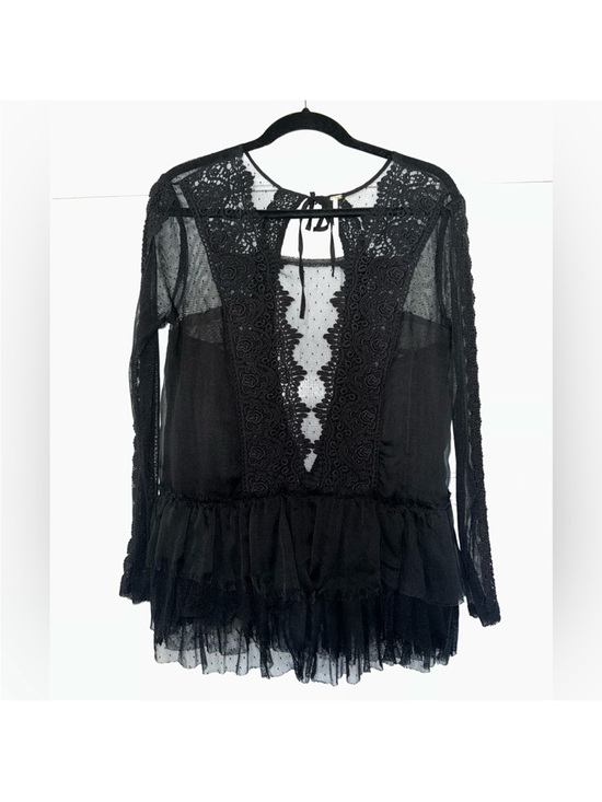 Free People Tops - FREE PEOPLE Open back sheer black blouse - medium